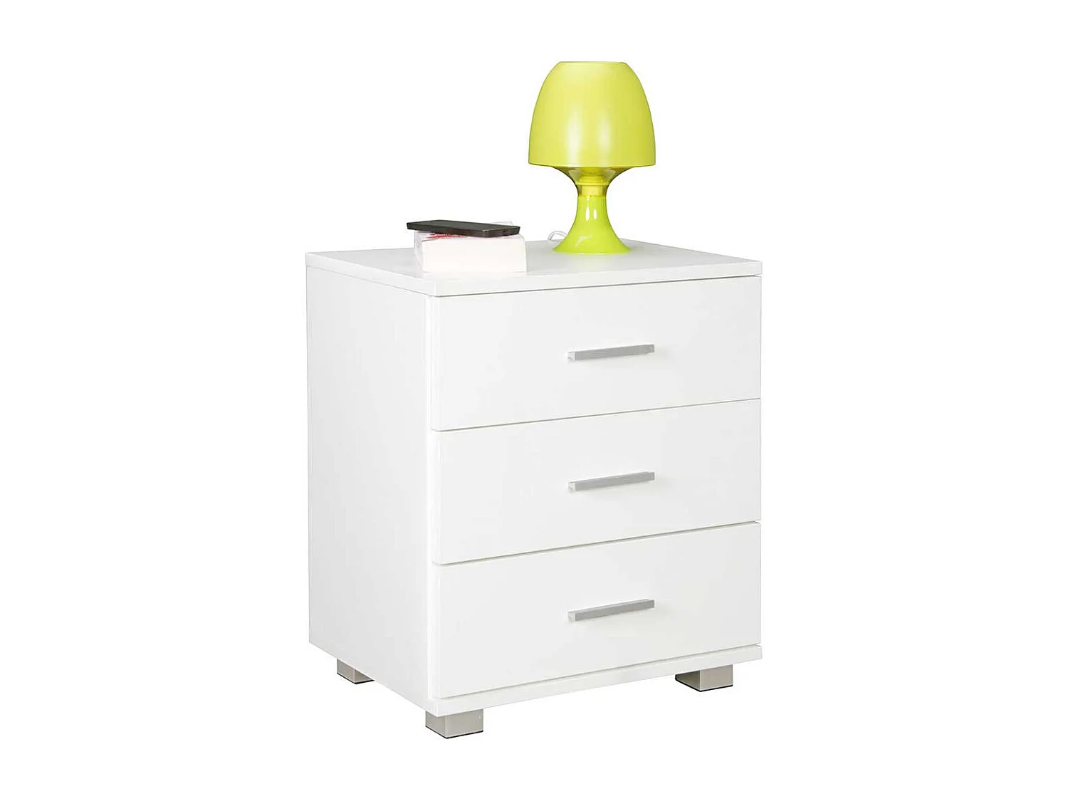 Nachtschrank weiss mit drei Schubladen 54 cm hoch - 45 cm breit