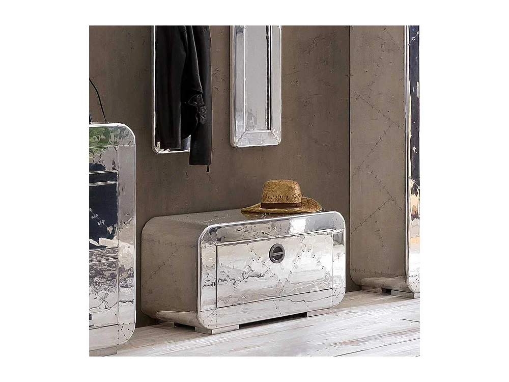 Kleiner Schuhschrank im Industriedesign Aluminium beschlagen