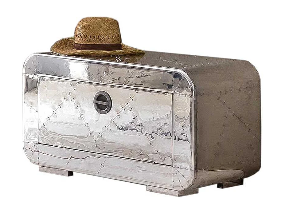 Kleiner Schuhschrank im Industriedesign Aluminium beschlagen