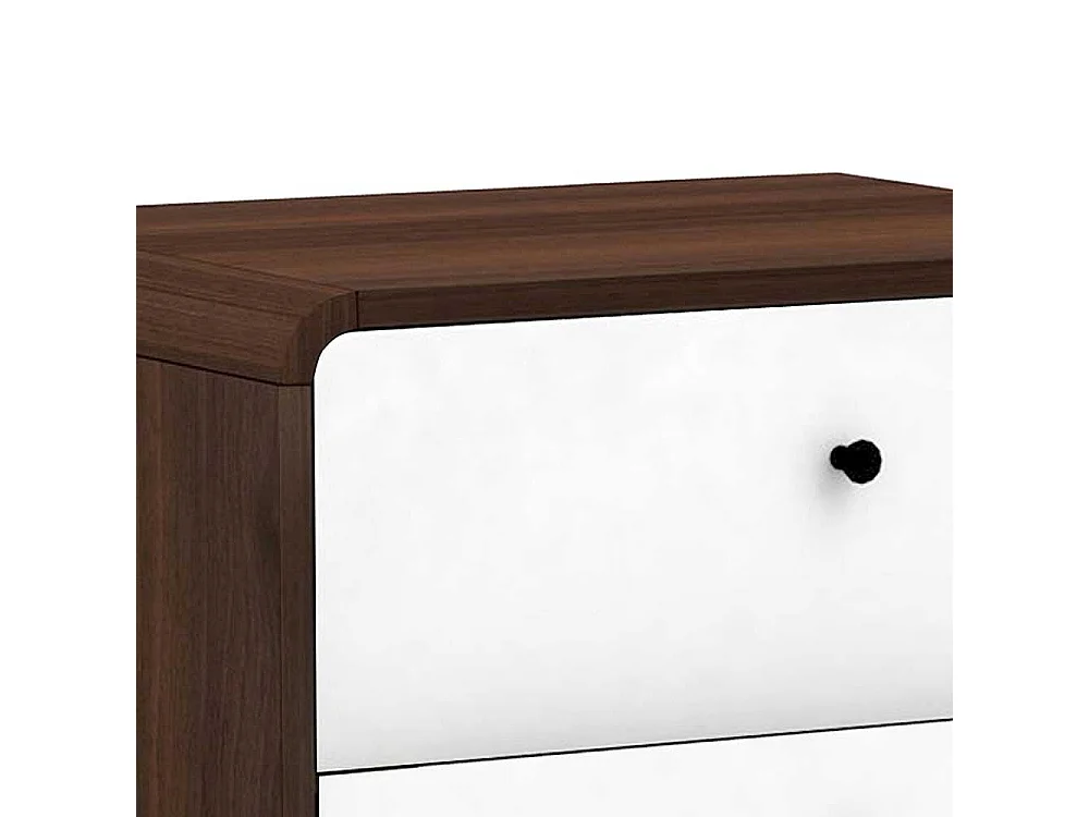 Nachttisch Kommode in Walnussfarben und Weiß Vierfußgestell