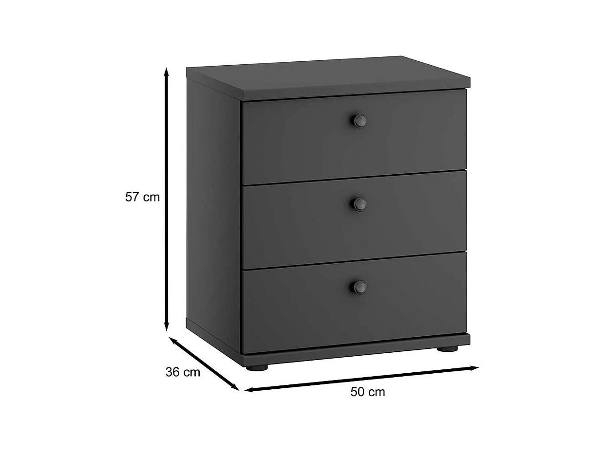 Kommode Dunkelgrau in modernem Landhaus Stil drei Schubladen