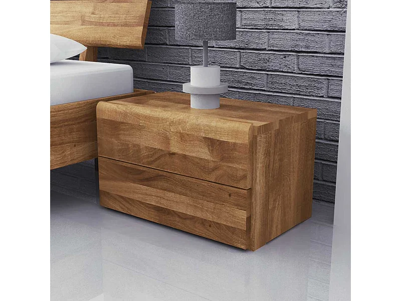 Nachtkommode aus Wildeiche Massivholz 30 cm hoch