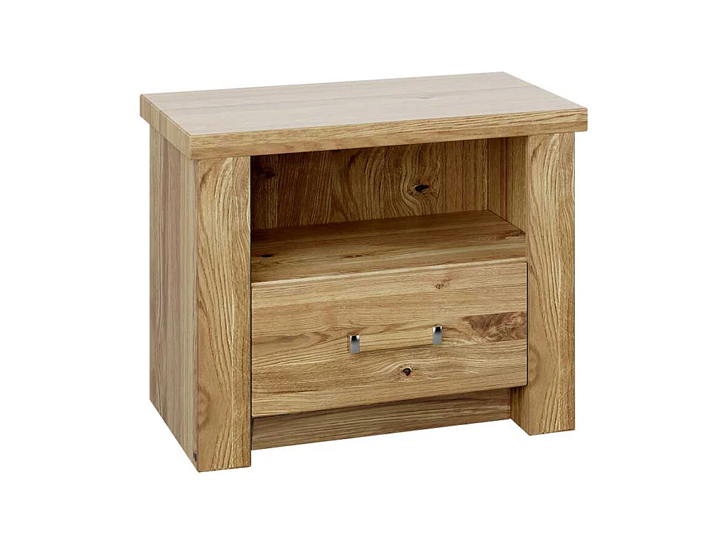 Nachtschränkchen in Asteichefarben einer Schublade und offenem Fach