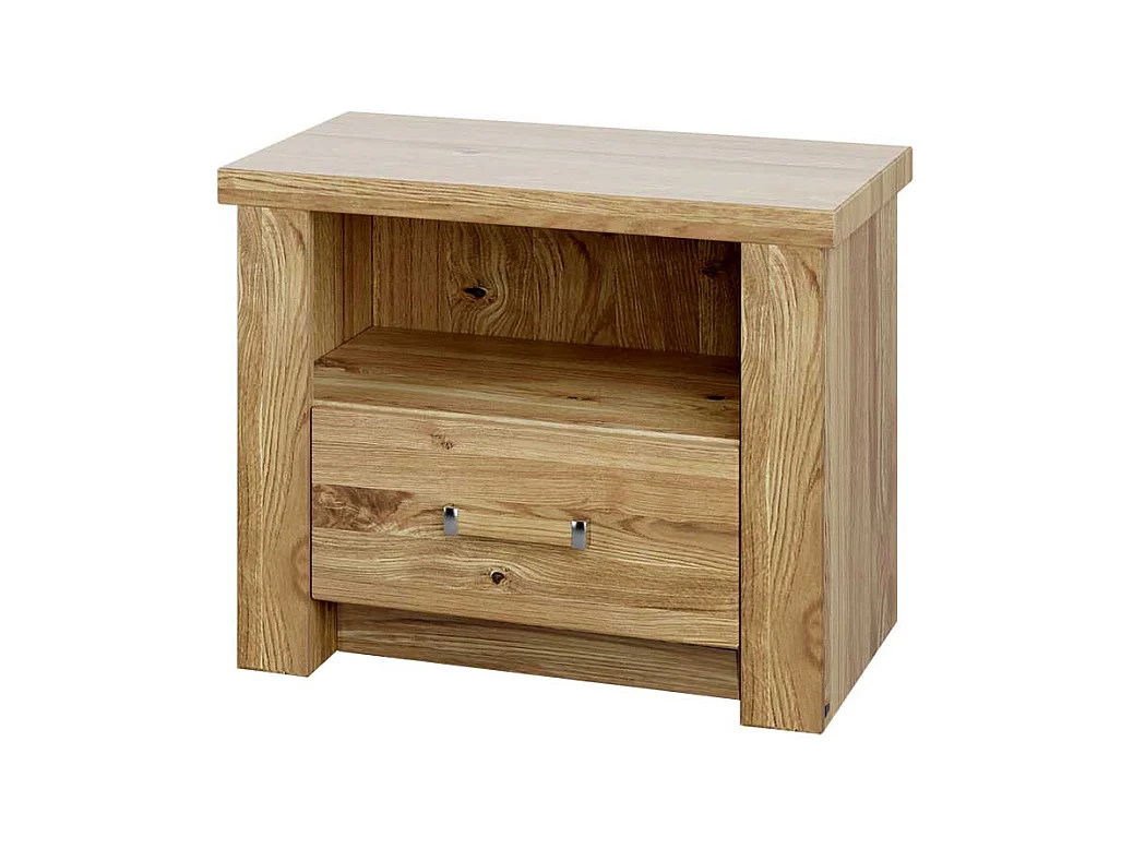 Nachtschränkchen in Asteichefarben einer Schublade und offenem Fach