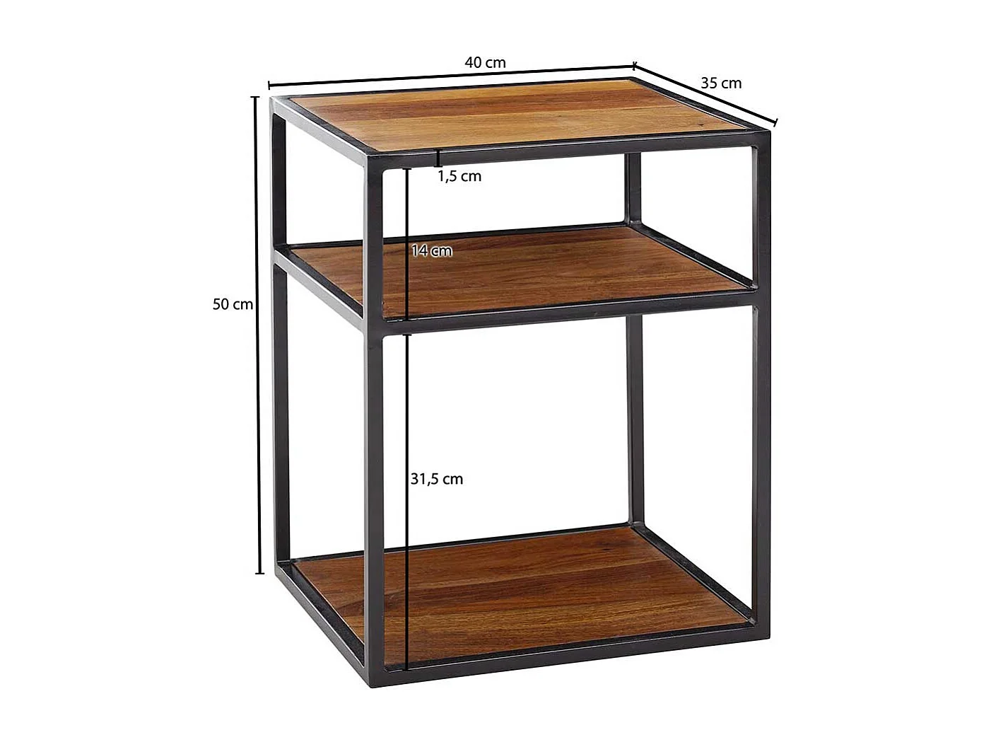 Nachttisch im Industrie und Loft Stil 50 cm hoch - 40 cm breit