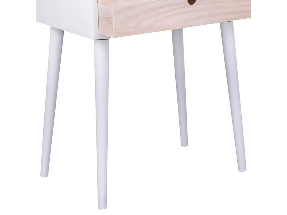 Nachtkommode in Holz Naturfarben Weiß