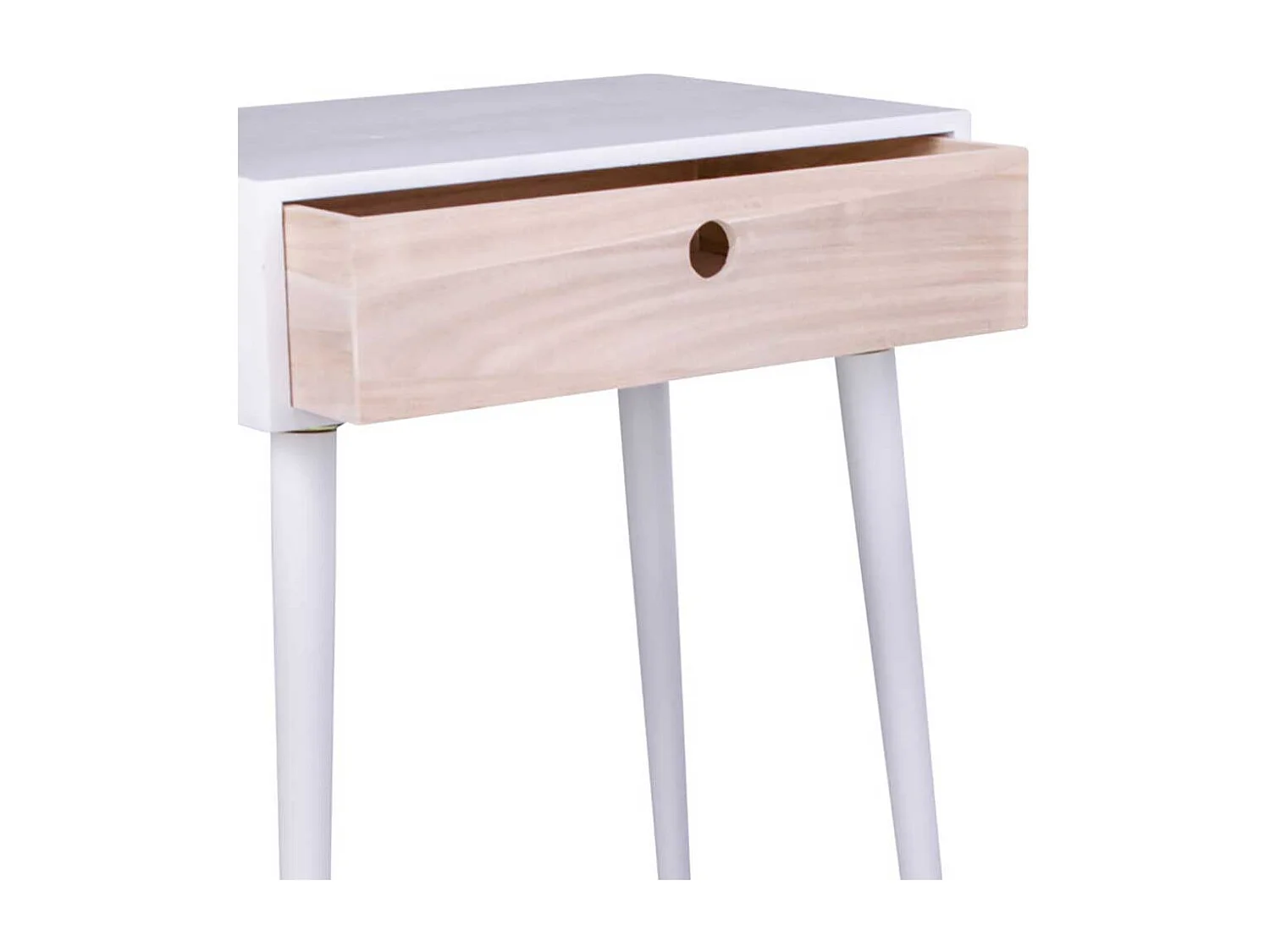 Nachtkommode in Holz Naturfarben Weiß