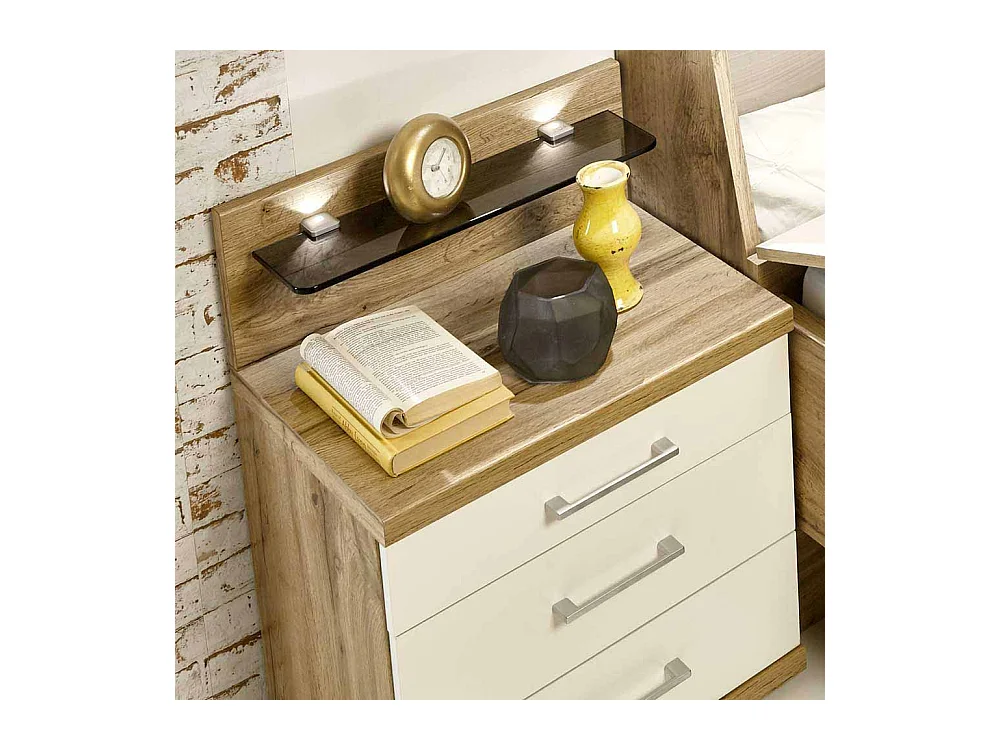 Nachtkonsole in Weiß Eiche 50 cm breit (2er Set)
