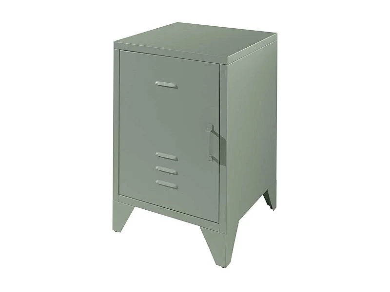 Retro Nachtkommode aus Eisen Graugrün