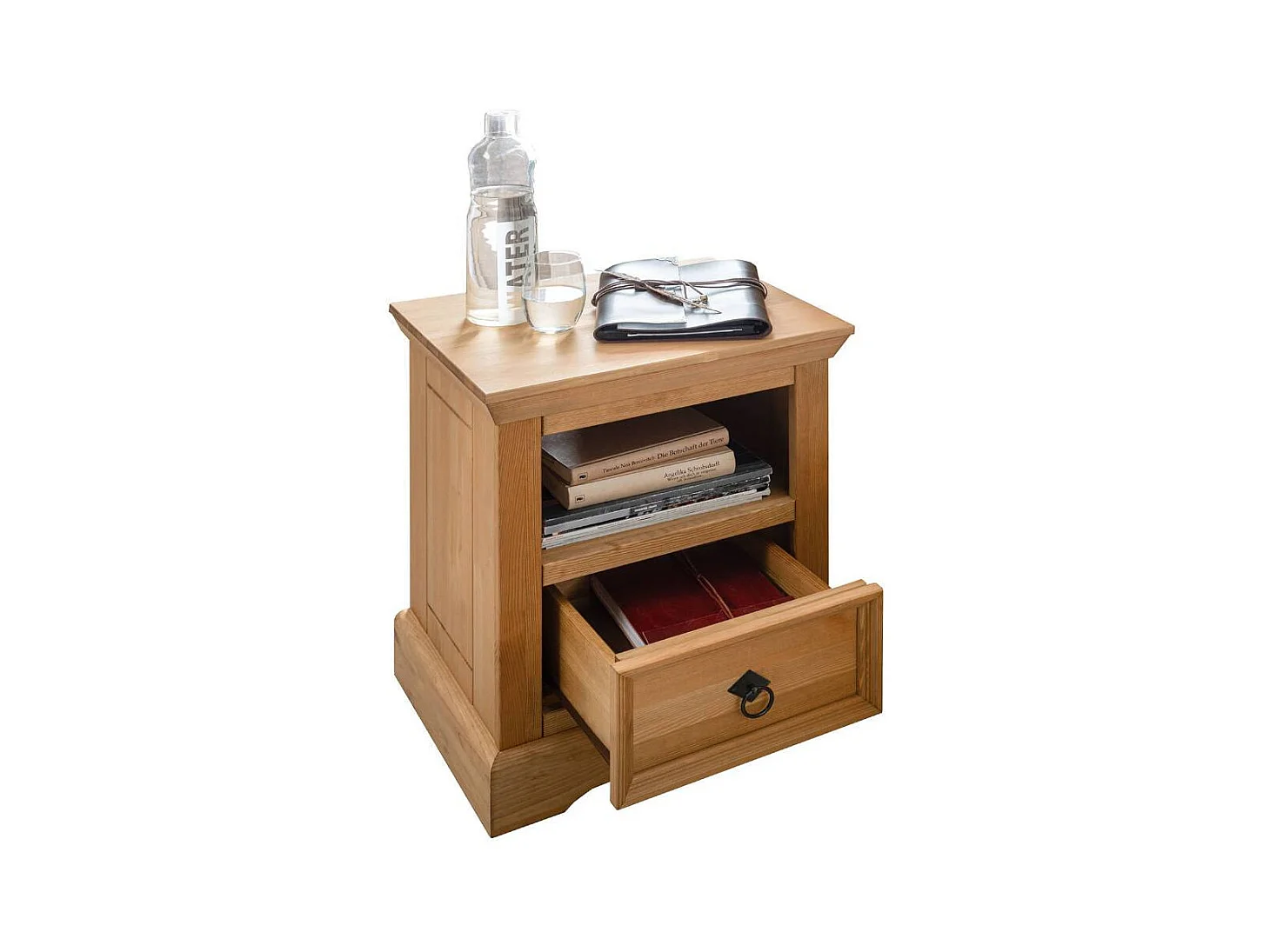 Landhaus Nachtschrank in Eichefarben gebeizt und geölt Kiefer Massivholz