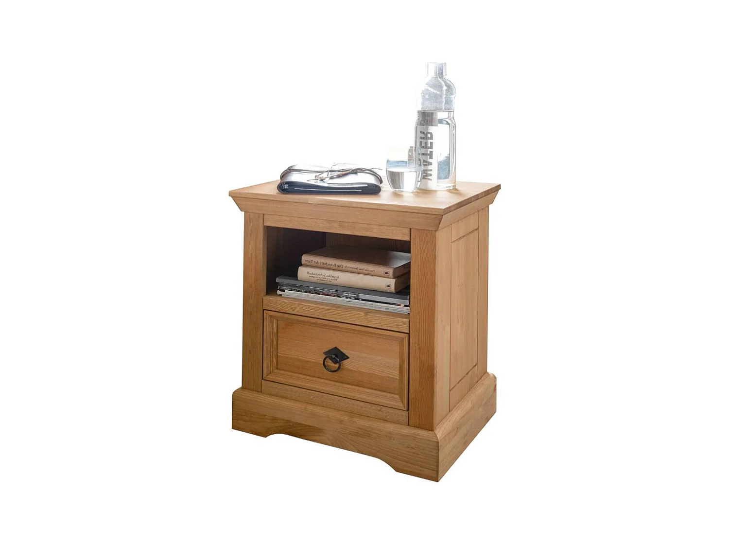 Landhaus Nachtschrank in Eichefarben gebeizt und geölt Kiefer Massivholz