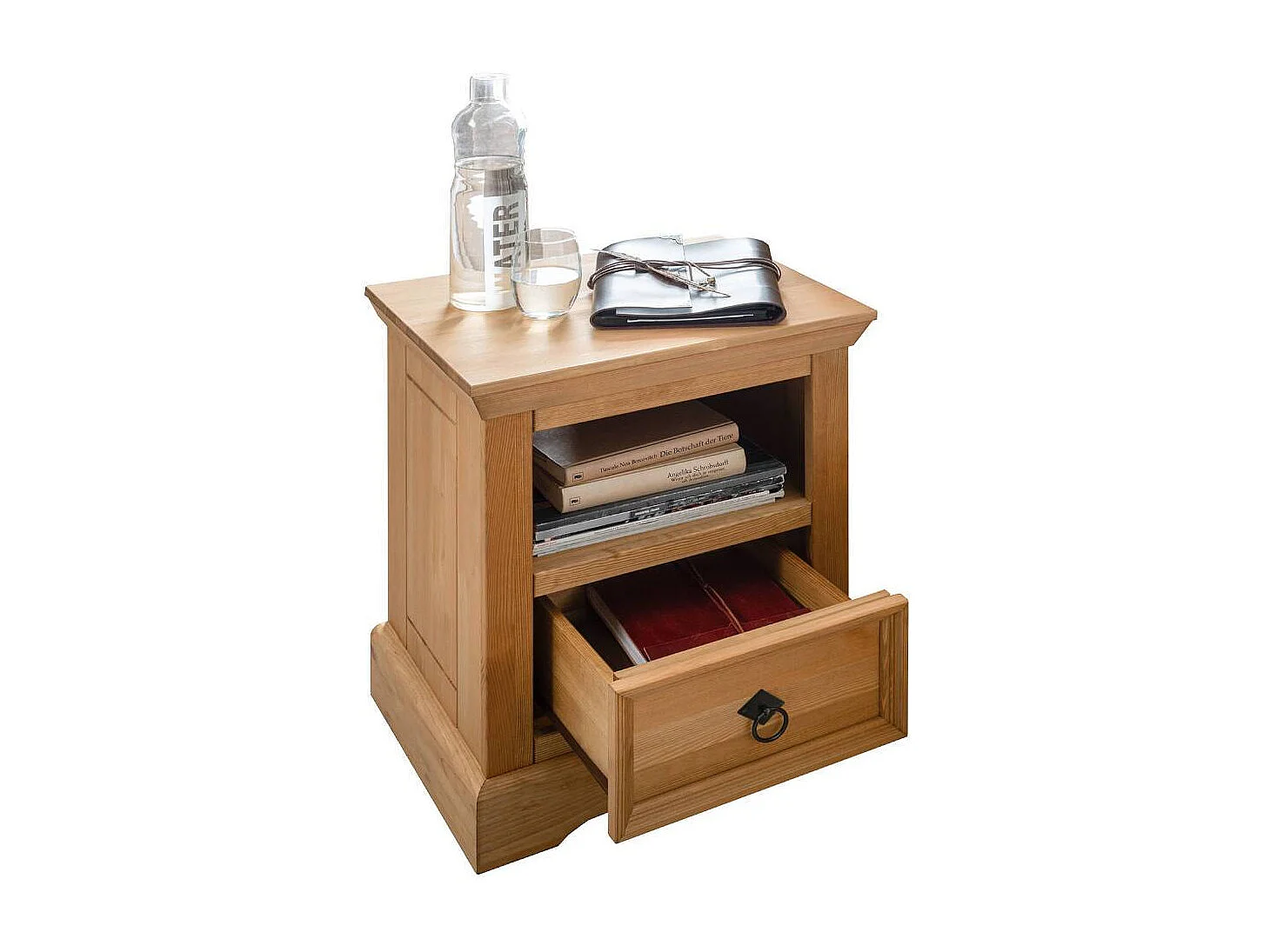 Landhaus Nachtschrank in Eichefarben gebeizt und geölt Kiefer Massivholz