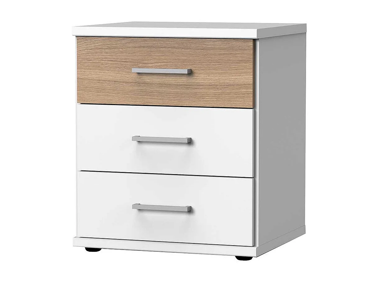 Nachtkonsole zweifarbig mit drei Schubladen 58 cm hoch