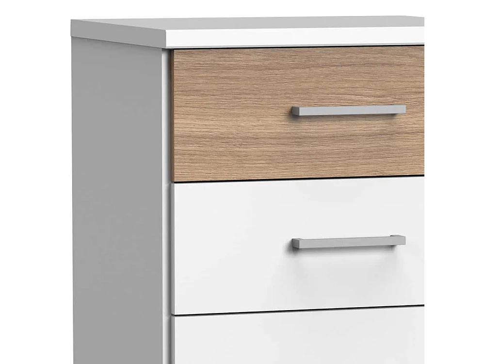 Nachtkonsole zweifarbig mit drei Schubladen 58 cm hoch