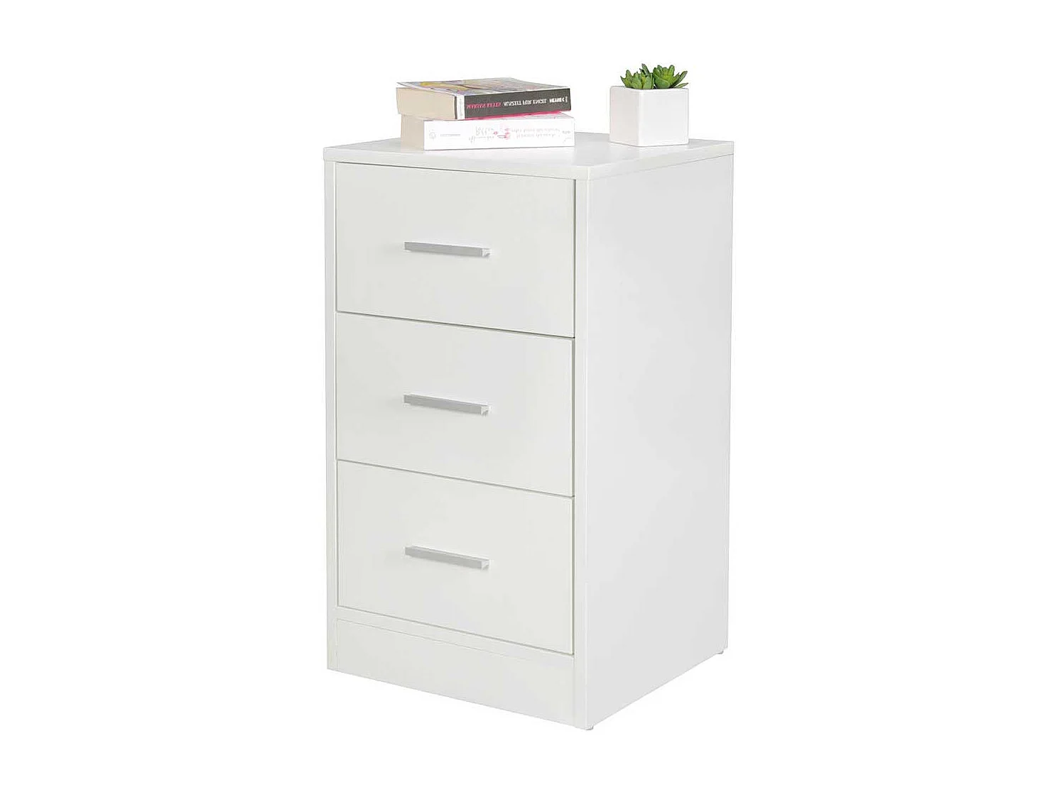 Hohe Nachttisch Kommode in Weiß - 68 cm drei Schubladen
