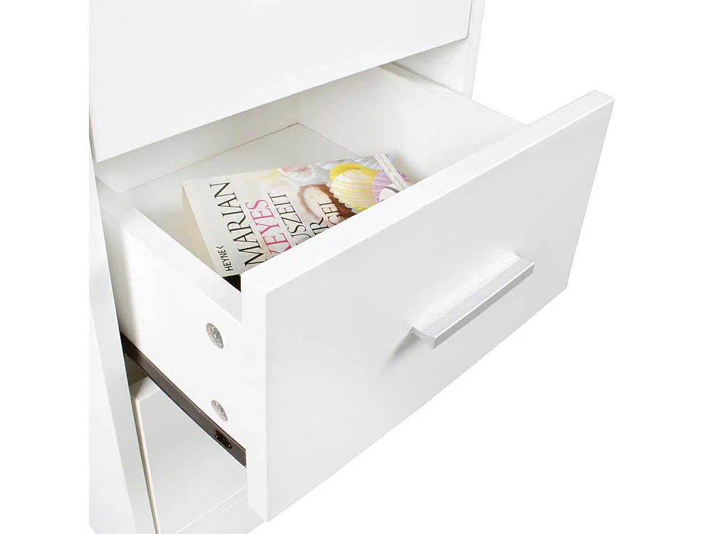 Hohe Nachttisch Kommode in Weiß - 68 cm drei Schubladen