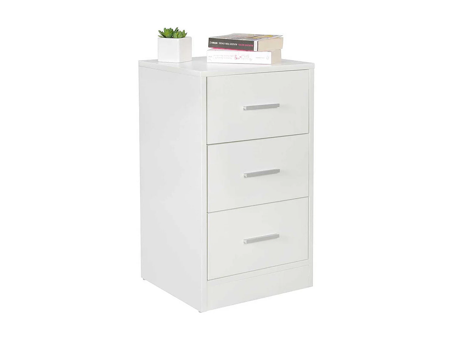 Hohe Nachttisch Kommode in Weiß - 68 cm drei Schubladen
