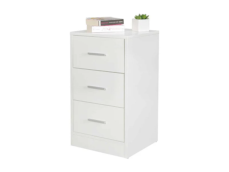 Hohe Nachttisch Kommode in Weiß - 68 cm drei Schubladen