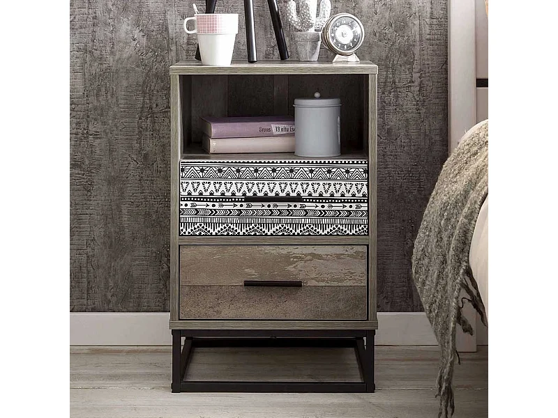 Nachtkommode in Grey Wash Optik 40 cm breit