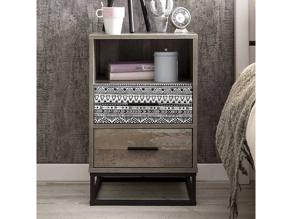 Nachtkommode in Grey Wash Optik 40 cm breit