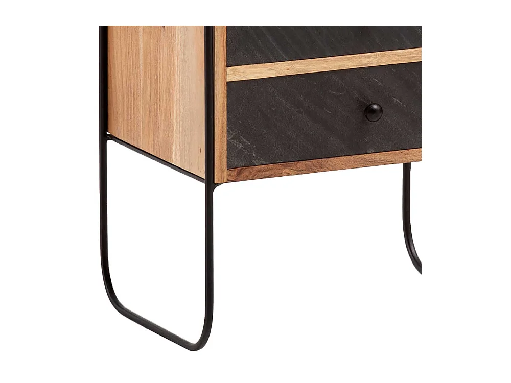 Nachttisch Nachtschrank aus Akazie Massivholz und Metall