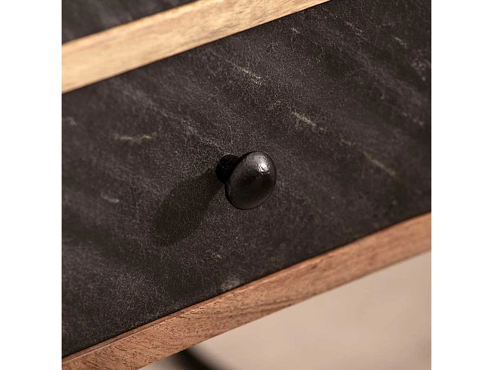 Nachttisch Nachtschrank aus Akazie Massivholz und Metall