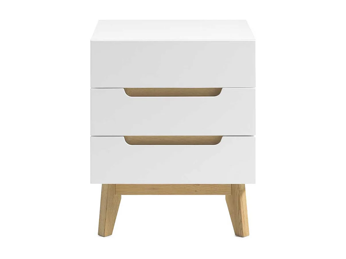 Nachtkommode in Weiß und Eichefarben Asteiche furniert