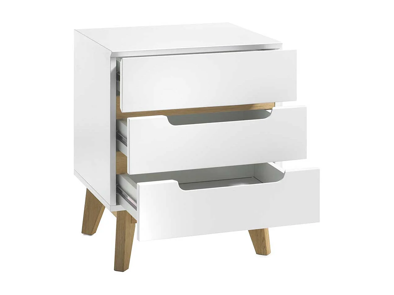 Nachtkommode in Weiß und Eichefarben Asteiche furniert