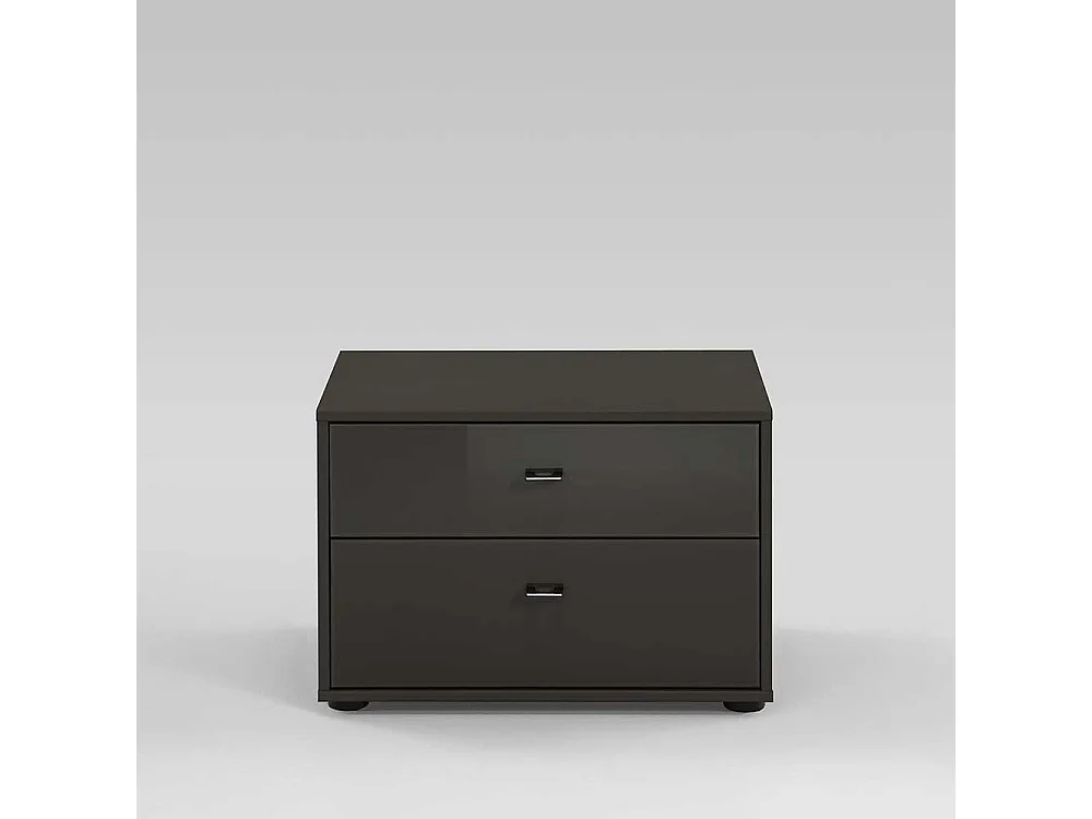 Nachtkommode mit Glas beschichtet Grau Braun