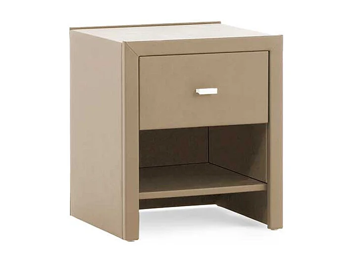 Nachtkommode in Beige Kunstleder modern