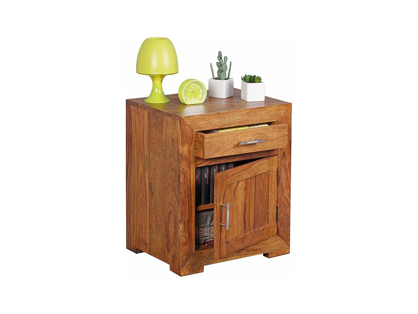 Nachtkonsole aus Sheesham Massivholz 60 cm hoch