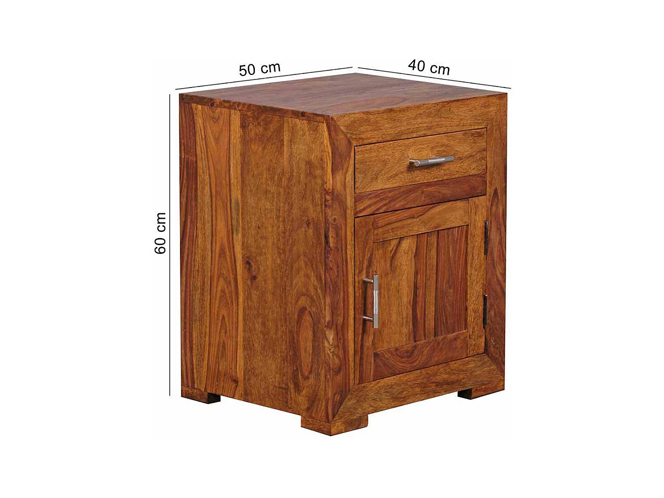 Nachtkonsole aus Sheesham Massivholz 60 cm hoch