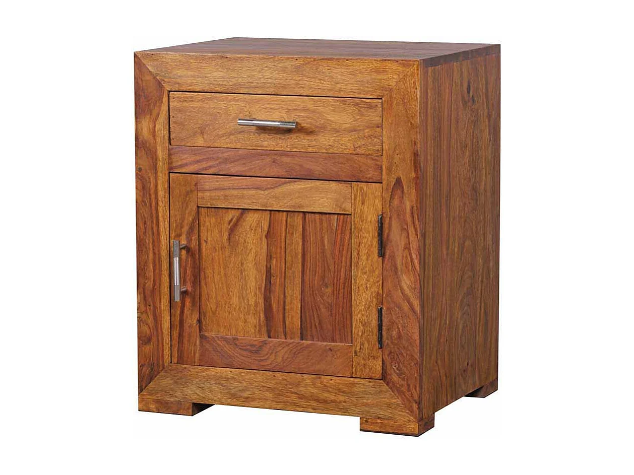 Nachtkonsole aus Sheesham Massivholz 60 cm hoch