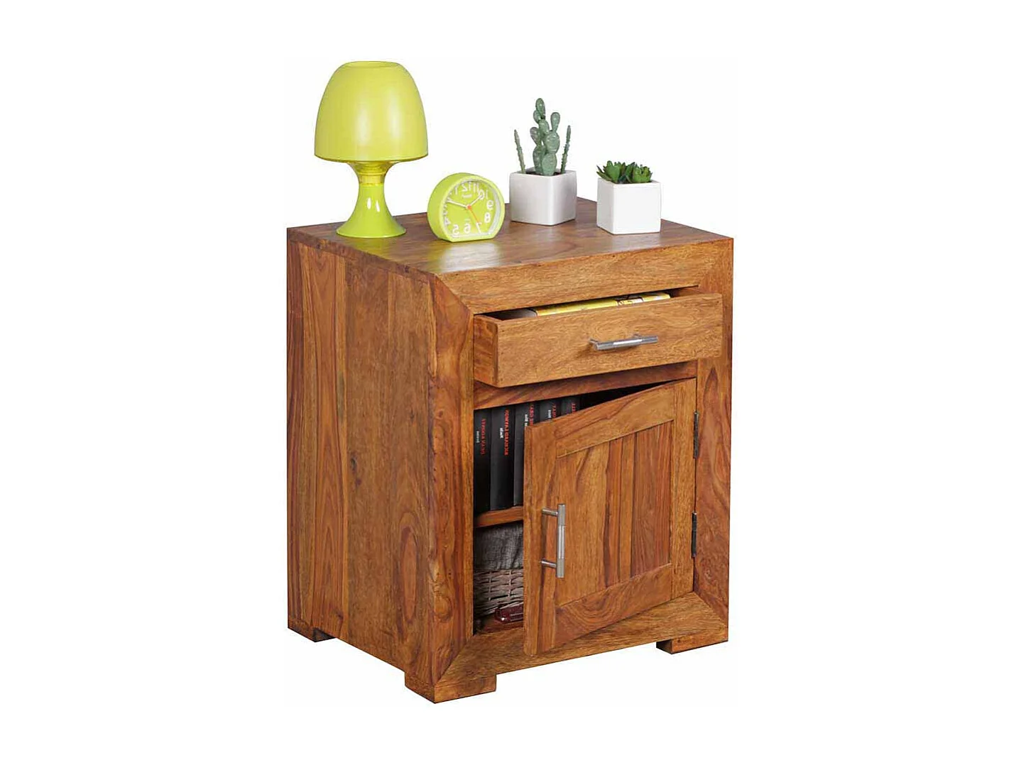 Nachtkonsole aus Sheesham Massivholz 60 cm hoch