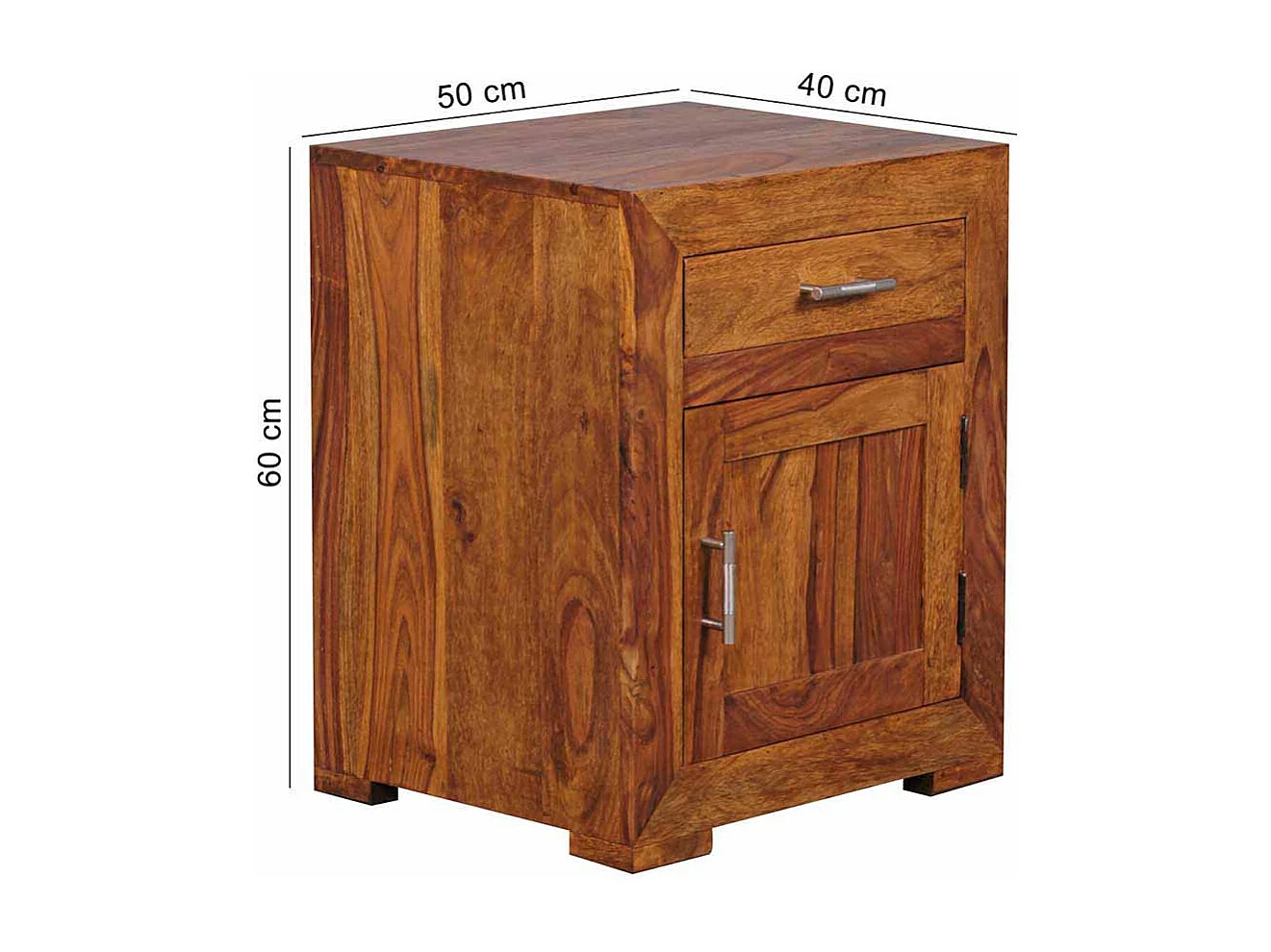 Nachtkonsole aus Sheesham Massivholz 60 cm hoch