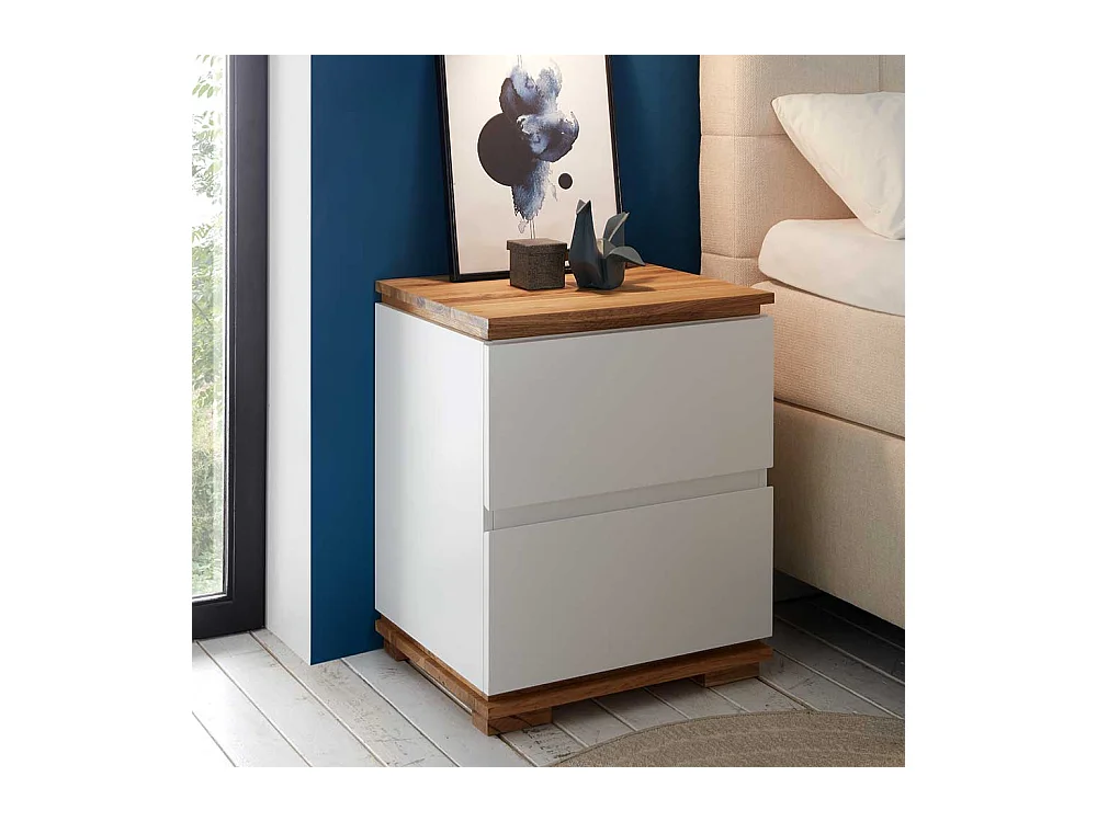 Nachtkonsole in Weiß Eiche Massivholz