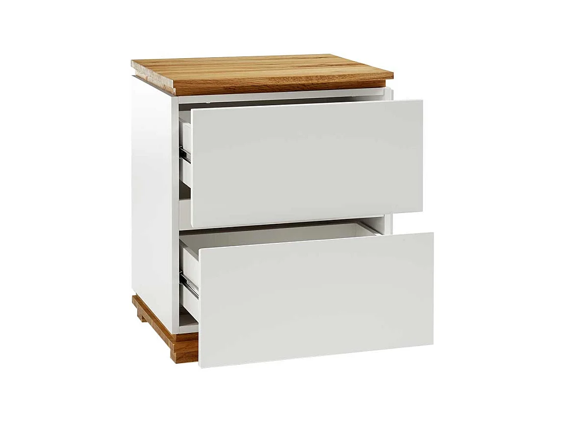 Nachtkonsole in Weiß Eiche Massivholz