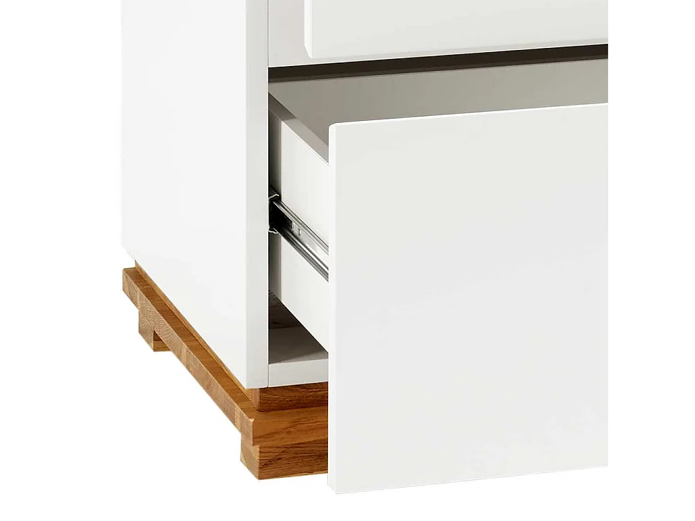 Nachtkonsole in Weiß Eiche Massivholz