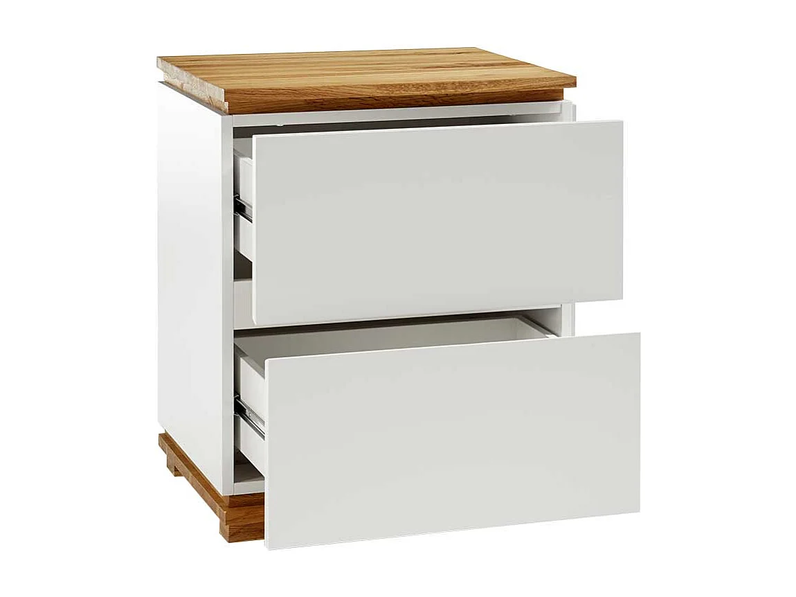 Nachtkonsole in Weiß Eiche Massivholz