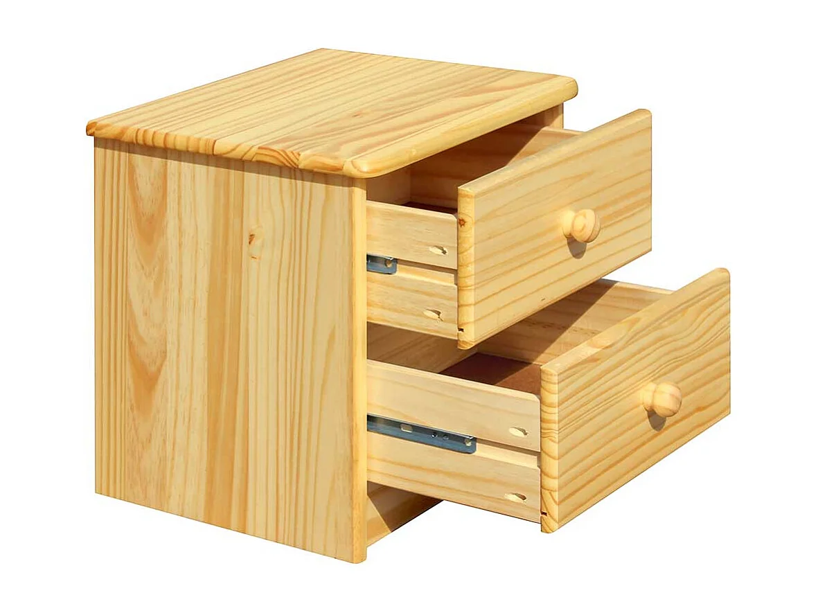 Nachtkommode aus Kiefer Massivholz zwei Schubladen