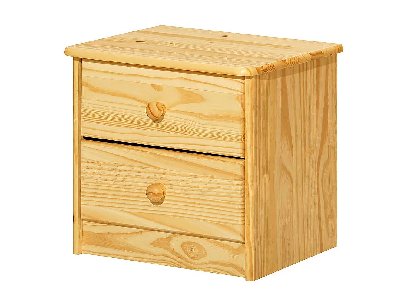 Nachtkommode aus Kiefer Massivholz zwei Schubladen