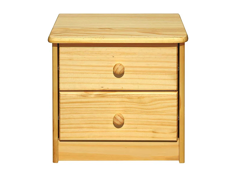 Nachtkommode aus Kiefer Massivholz zwei Schubladen