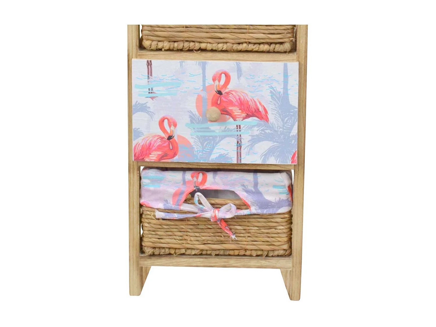 Schubkastenkommode aus Paulownia Massivholz Flamingo Motiven