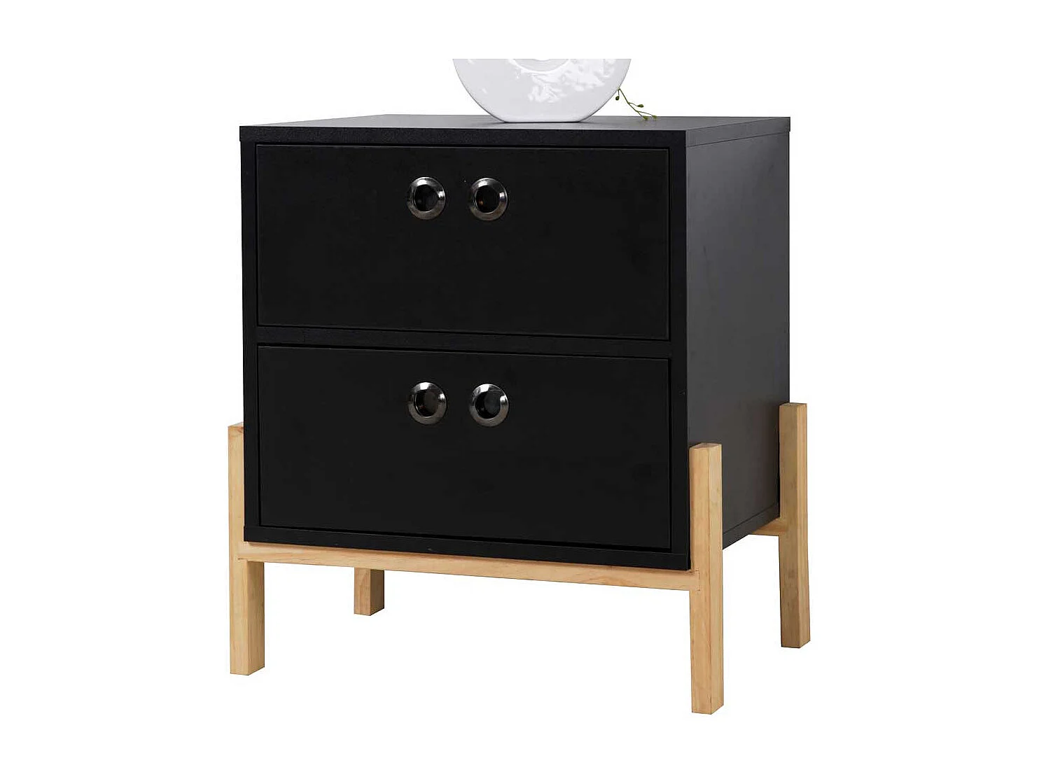 Wäschekommode in Schwarz zwei Schubladen