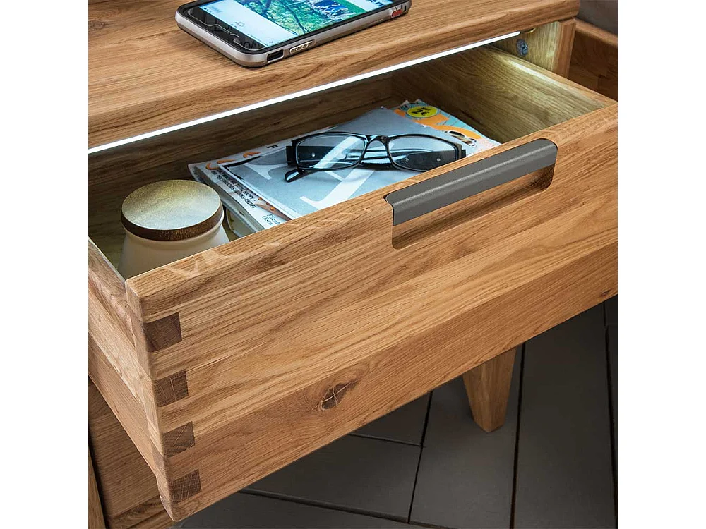 Nachtschrank aus Eiche Massivholz zwei Schubladen