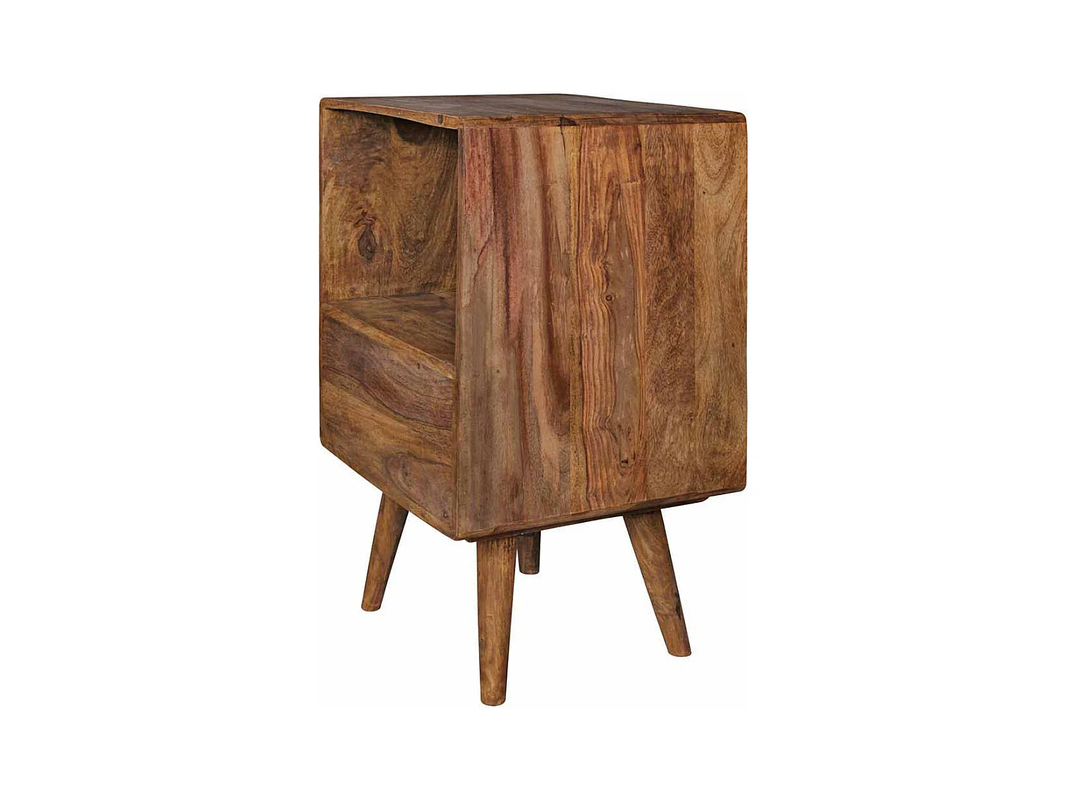 Boxspring Nachtkommode aus Sheesham Massivholz Schublade Schwarz