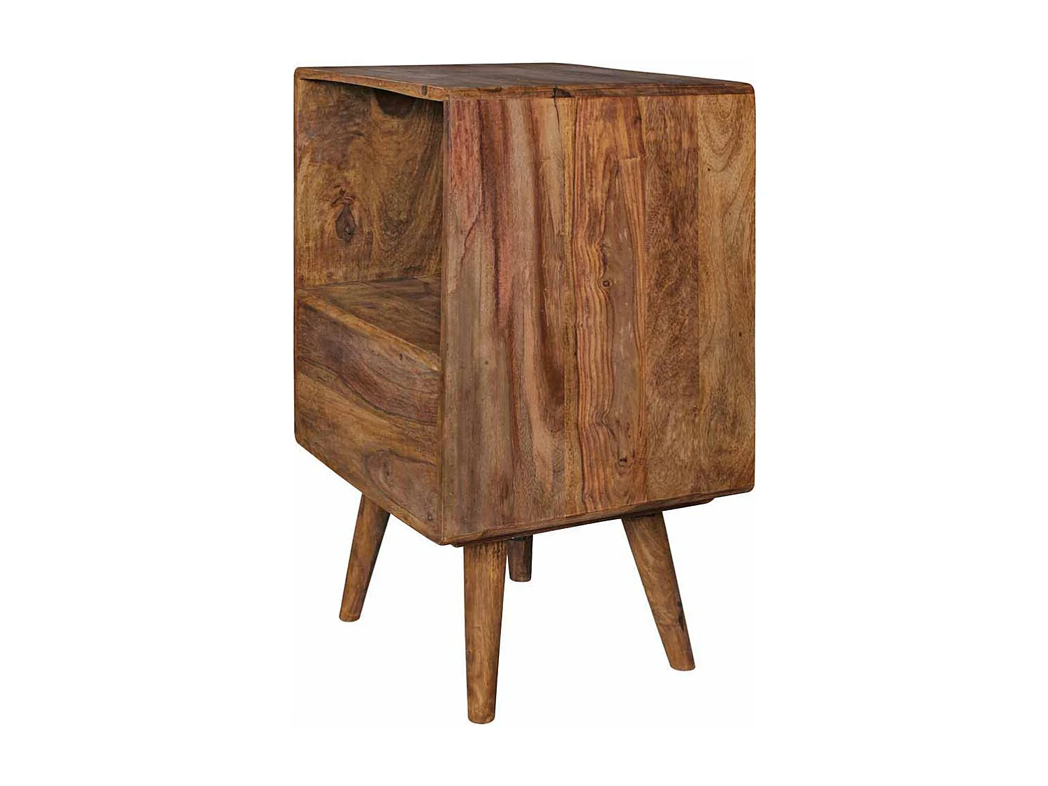 Boxspring Nachtkommode aus Sheesham Massivholz Schublade Schwarz