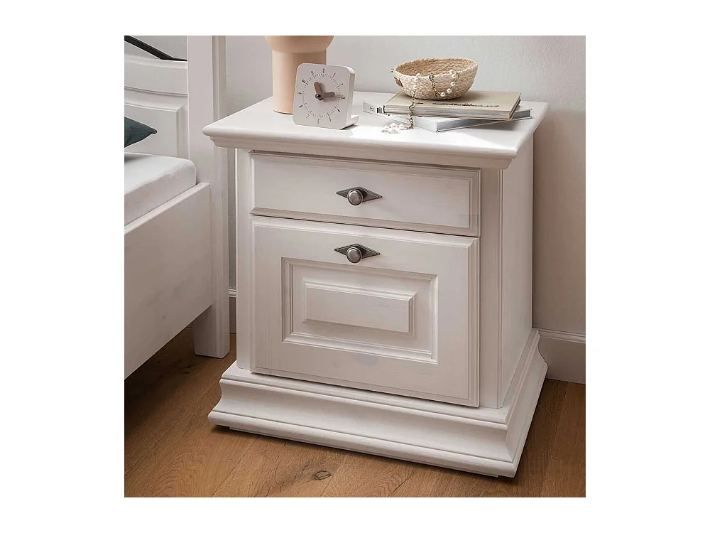 Schlafkommode im weißen Landhausstil Kiefer Massivholz