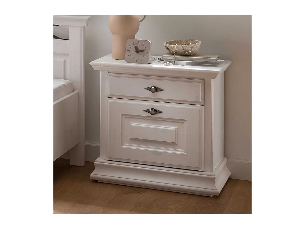 Schlafkommode im weißen Landhausstil Kiefer Massivholz