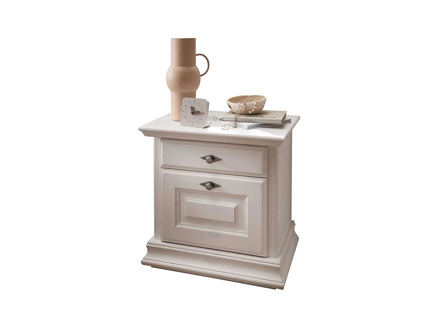 Schlafkommode im weißen Landhausstil Kiefer Massivholz